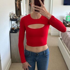 Babaton Red Cut-Out Crop Top